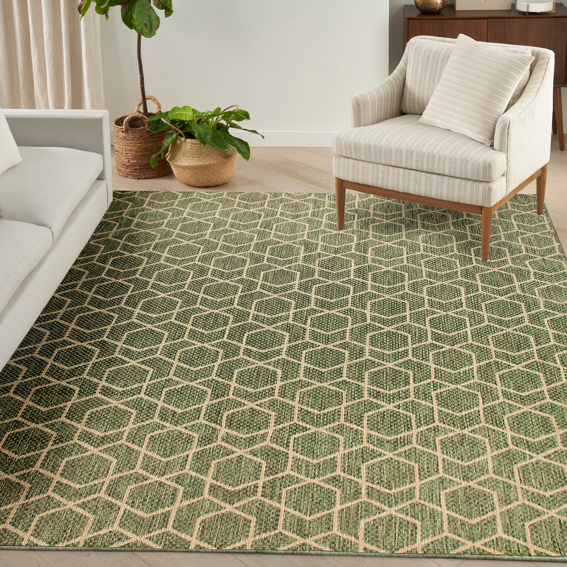 Nourison Home Horizon Indoor/Outdoor  Green  Contemporary