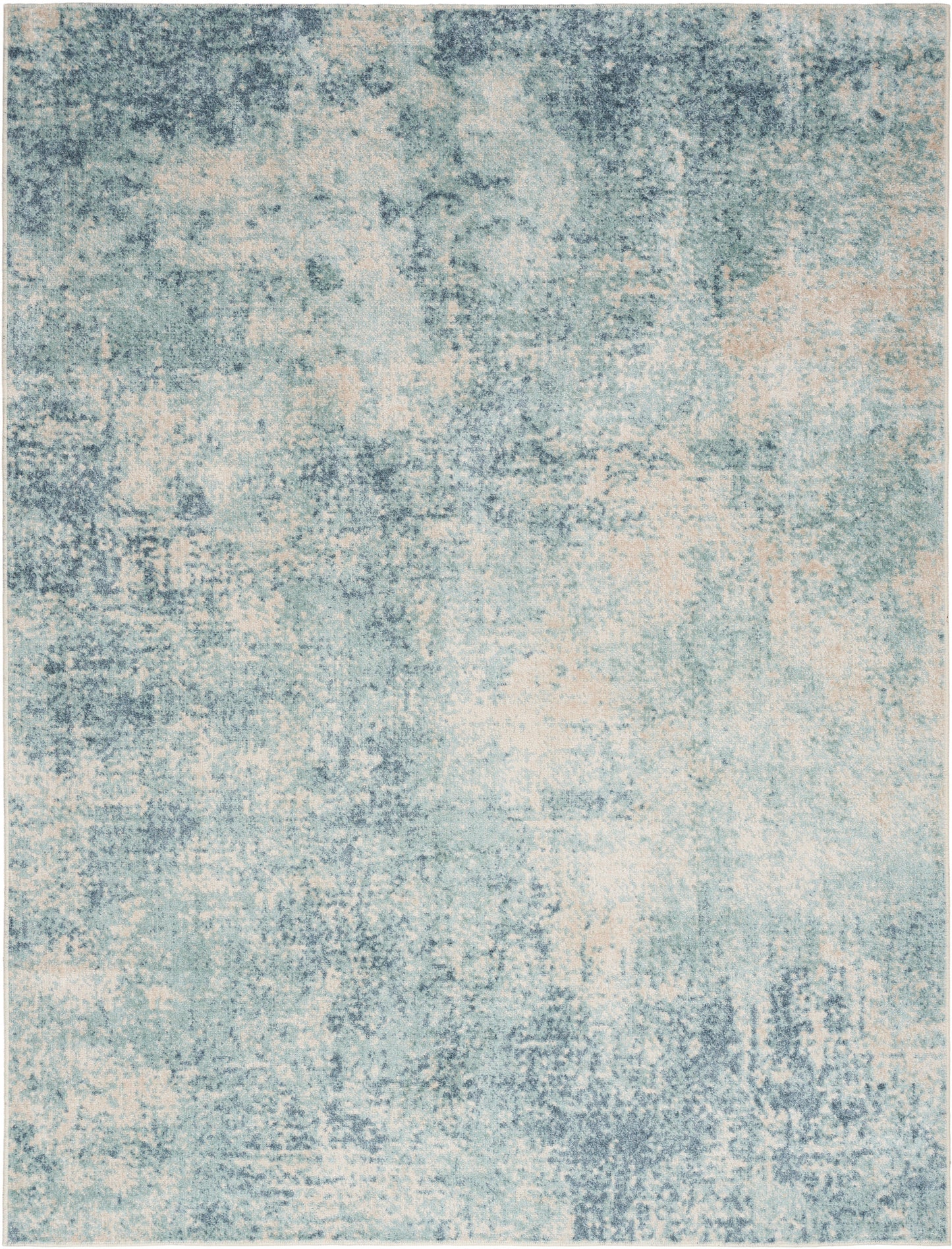 Nourison Home Astra Machine Washable ASW07 Blue Ivory Contemporary Power-loomed Rug