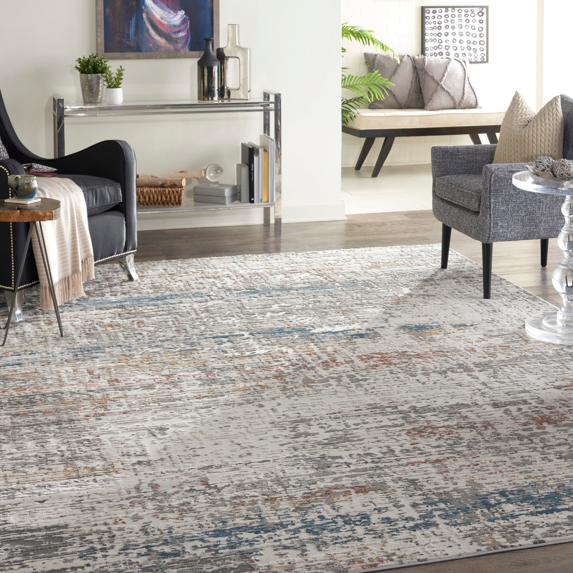 Nourison Home Rustic Textures  Light Grey Multi  Contemporary