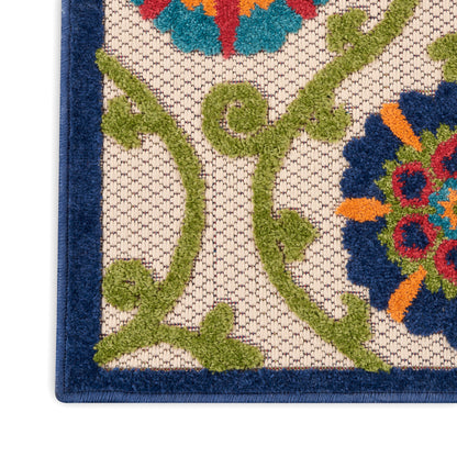 Nourison Home Aloha  Blue Multicolor  Contemporary
