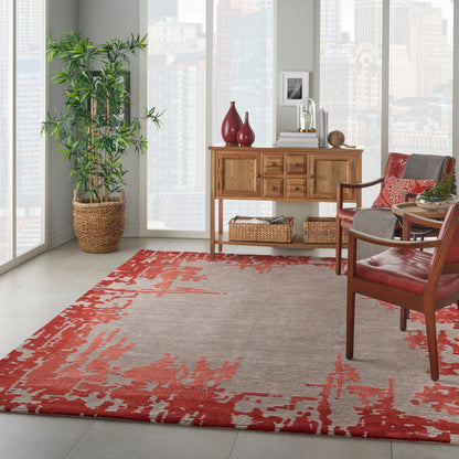 Nourison Home Symmetry  Beige Red  Contemporary