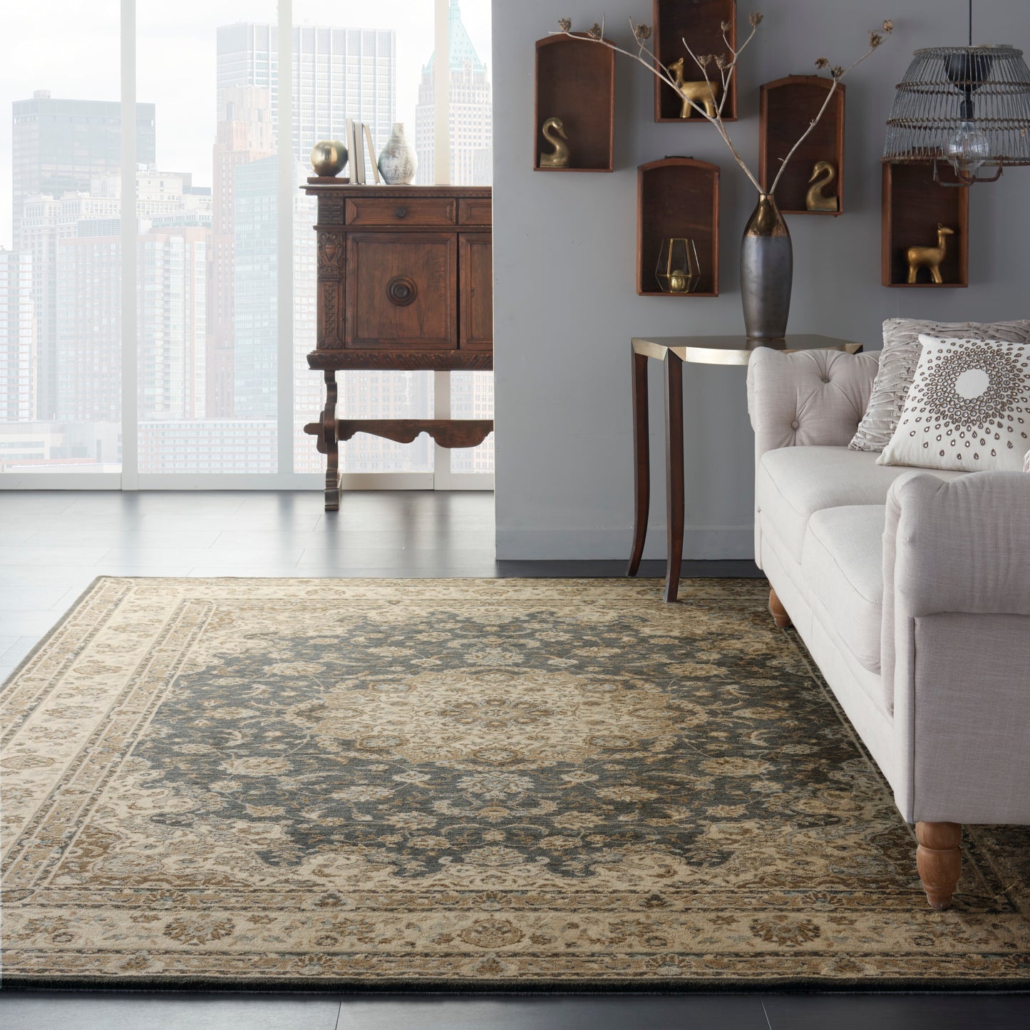 Nourison Home Living Treasures  Grey Ivory  Traditional