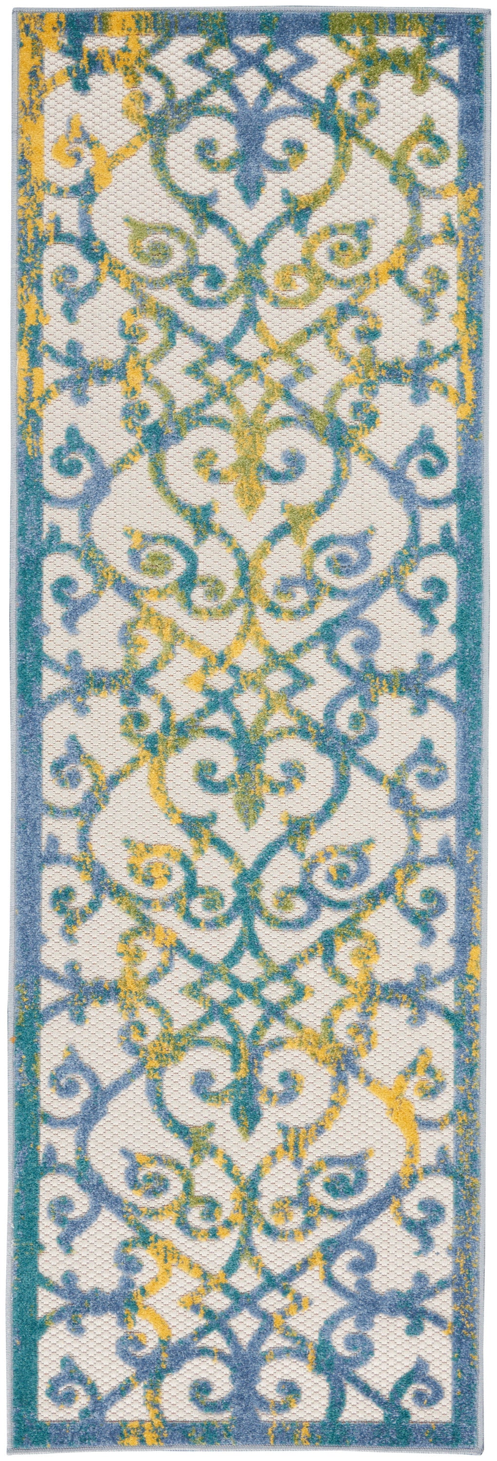 Nourison Home Aloha ALH21 Ivory Blue Contemporary Power-loomed Rugs