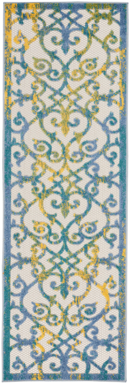 Nourison Home Aloha ALH21 Ivory Blue Contemporary Power-loomed Rugs