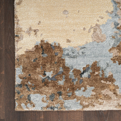 Nourison Home Silk Shadows  Beige Blue  Contemporary
