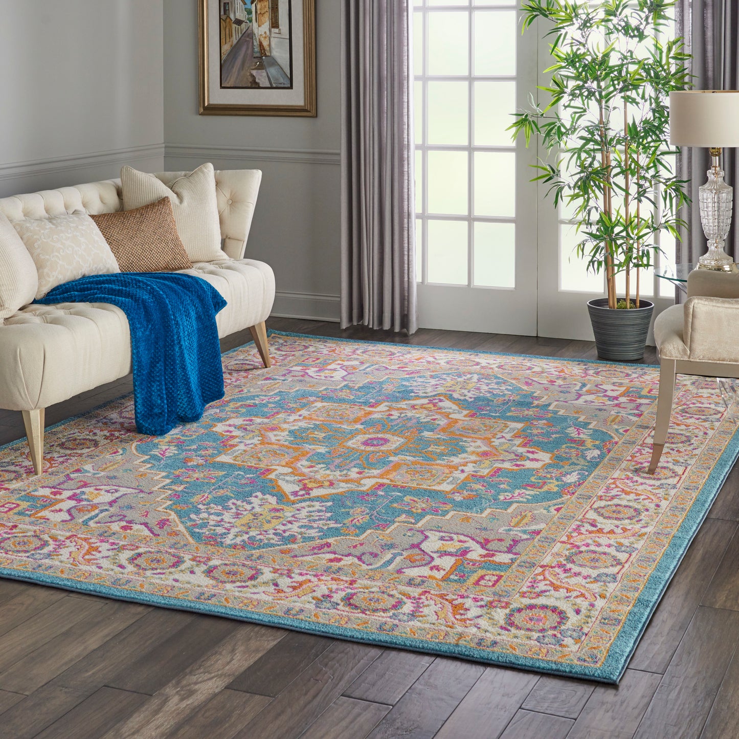 Nourison Home Passion  Teal Multicolor  Transitional