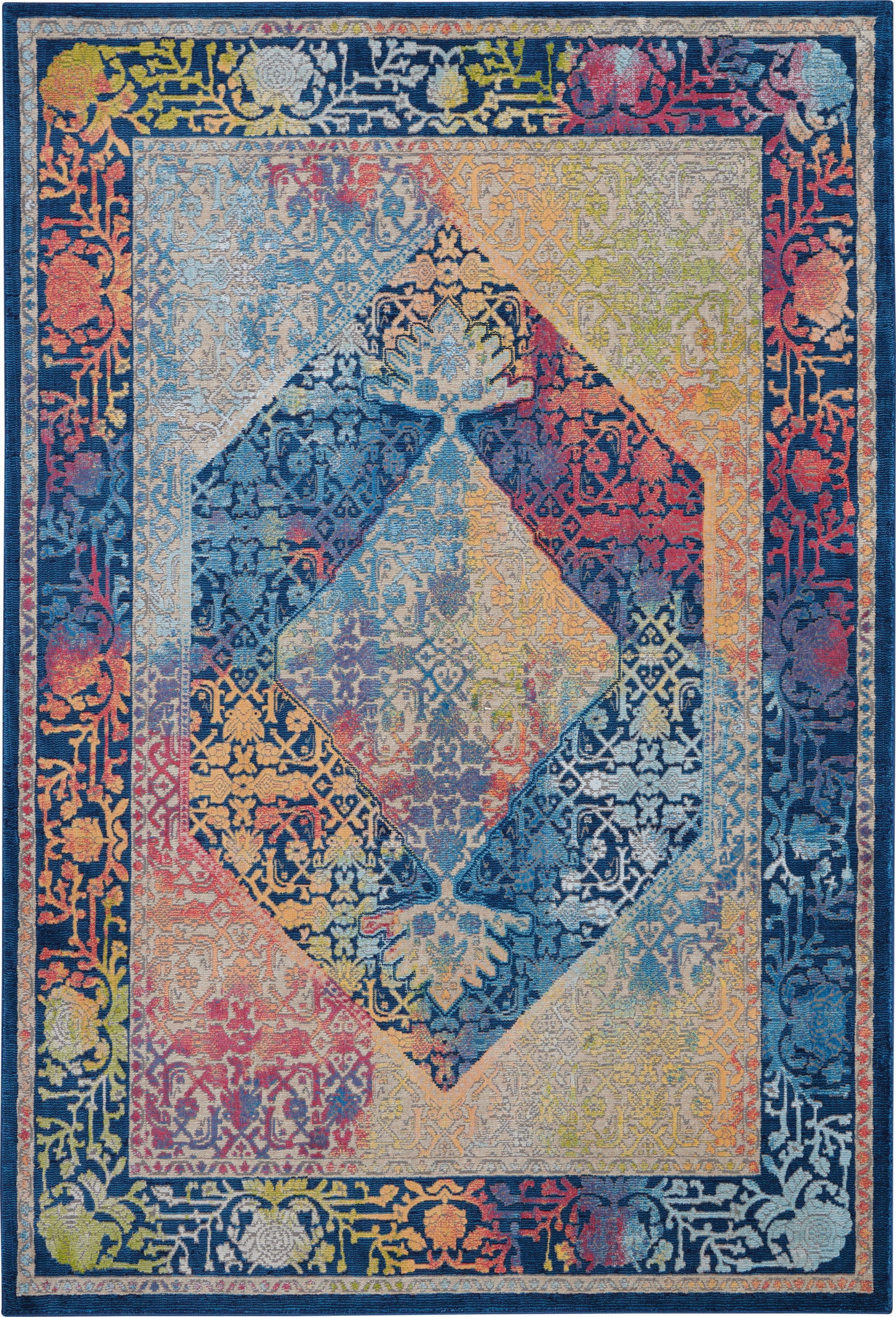 Nourison Home Ankara Global ANR04 Blue Multicolor Transitional Power-loomed Rug