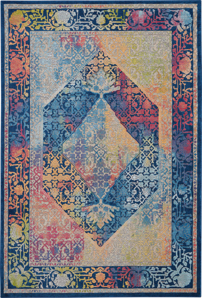 Nourison Home Ankara Global ANR04 Blue Multicolor Transitional Power-loomed Rug