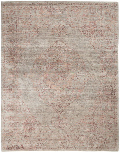 Nourison Home Lucent LCN07 Silver Red Transitional Knotted Rug