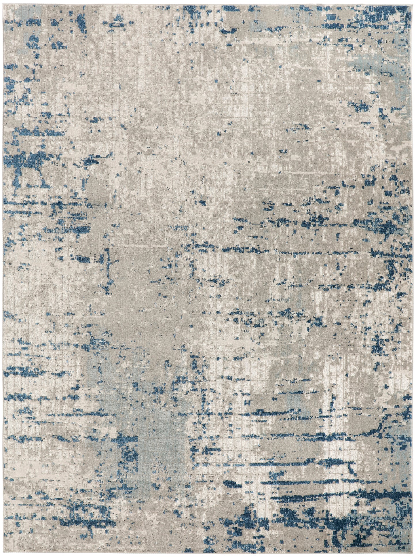 Nourison Home Quarry QUA01 Ivory Grey Blue Contemporary Power-loomed Rugs