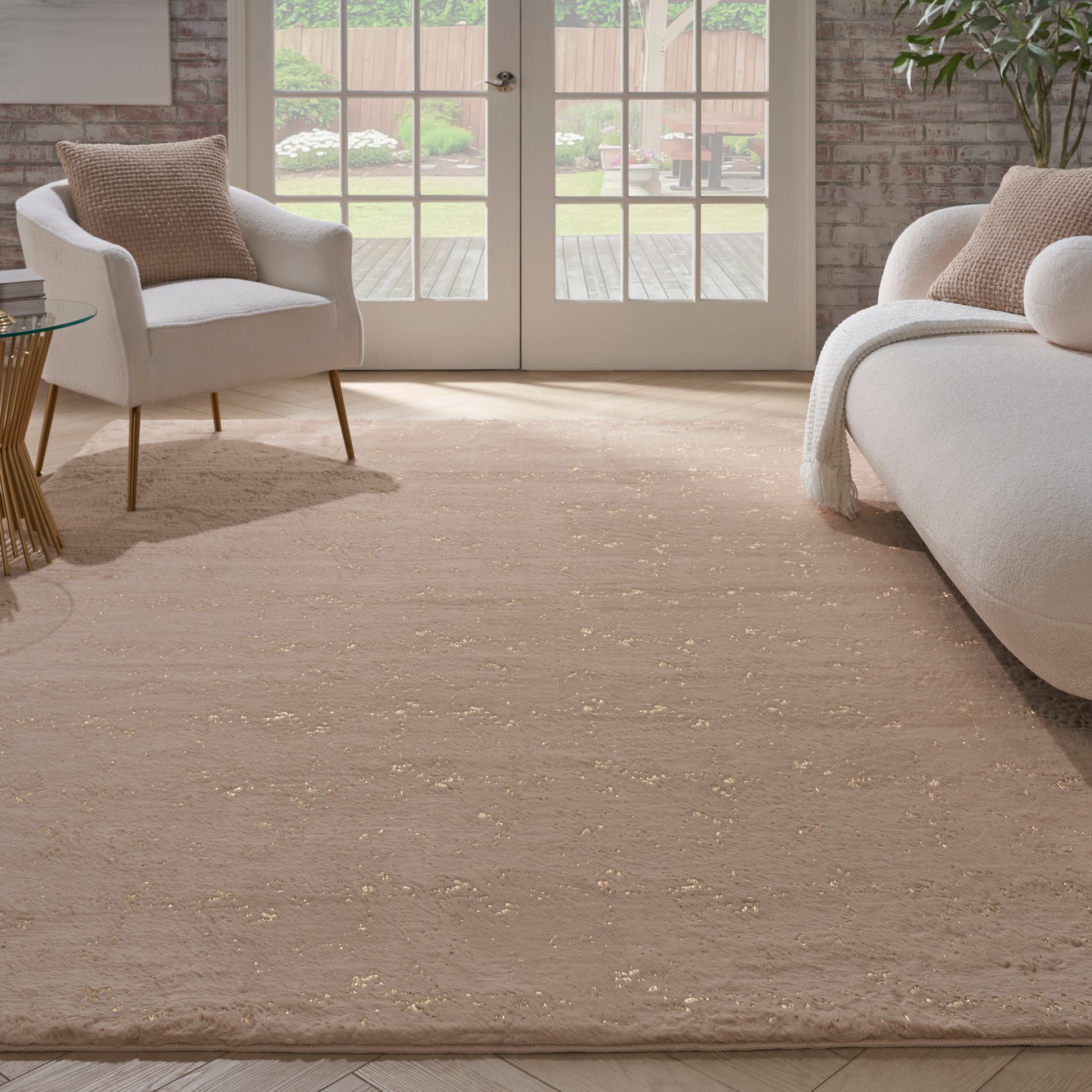 Nourison Home Cozy Shimmer  Beige Gold  Contemporary