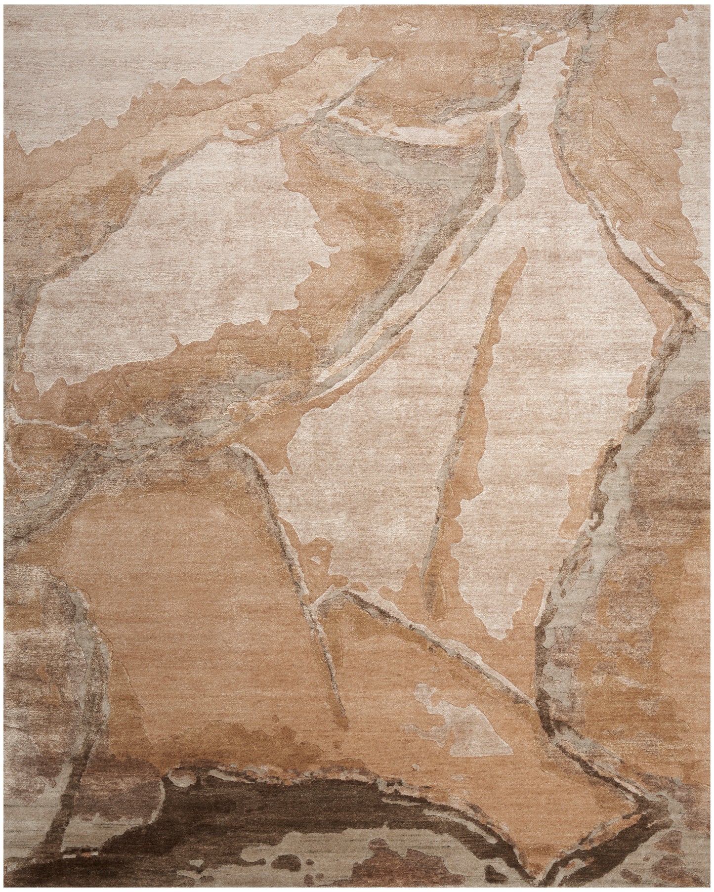 Nourison Home Silk Shadows SHA24 Beige Silver Contemporary Hand Knotted Rug