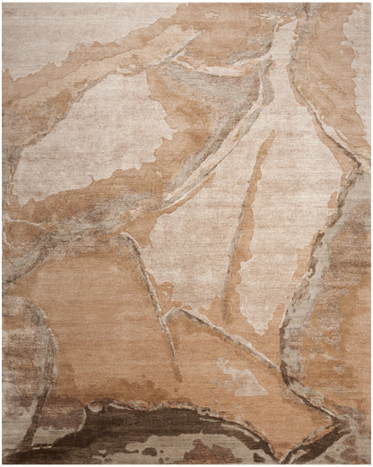 Nourison Home Silk Shadows SHA24 Beige Silver Contemporary Knotted Rug