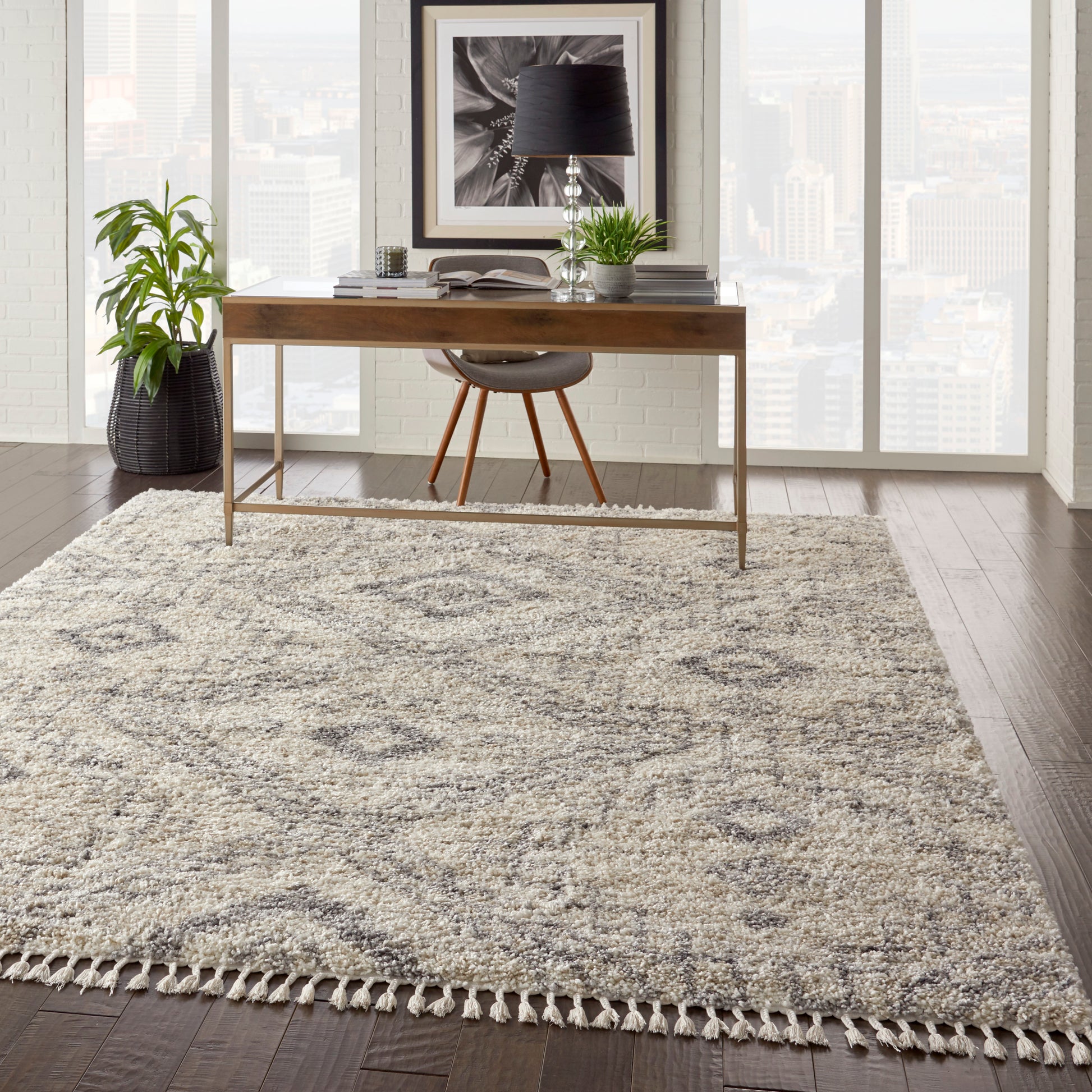 Nourison Home Oslo Shag  Ivory Grey  Contemporary