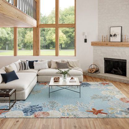 Nourison Home Suncoast  Teal Multicolor  Contemporary