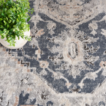 Nourison Home Quarry  Ivory Blue  Traditional