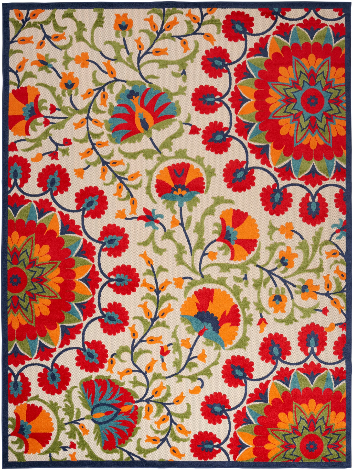 Nourison Home Aloha  Red Multicolor  Contemporary