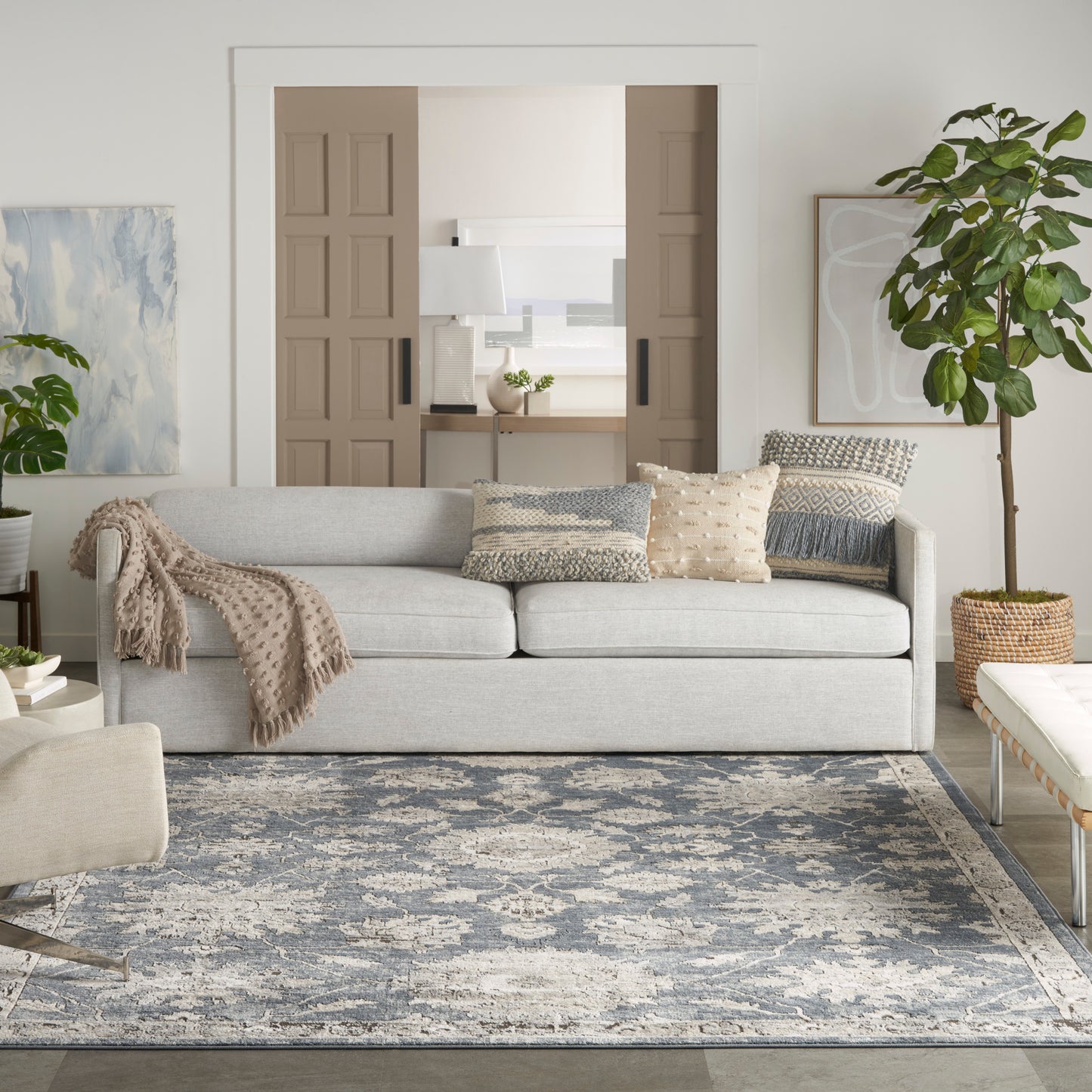 Nourison Home Quarry  Blue Beige  Traditional