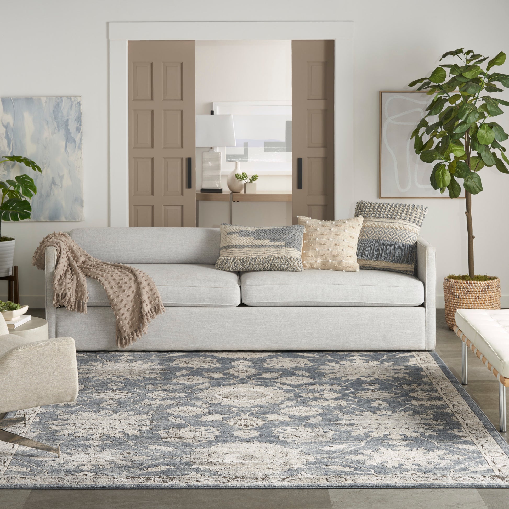 Nourison Home Quarry  Blue Beige  Traditional