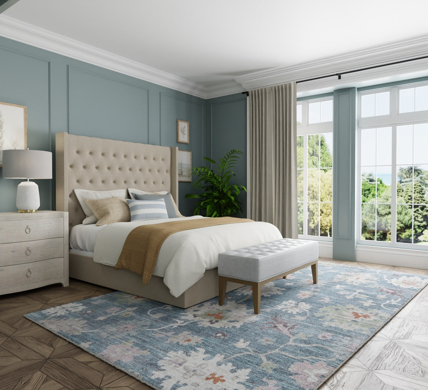 Feizy Dartmouth  Blue Multi Transitional/Bohemian & Eclectic