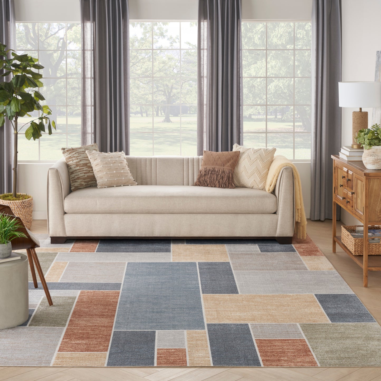 Nourison Home Astra Machine Washable  Multicolor  Contemporary