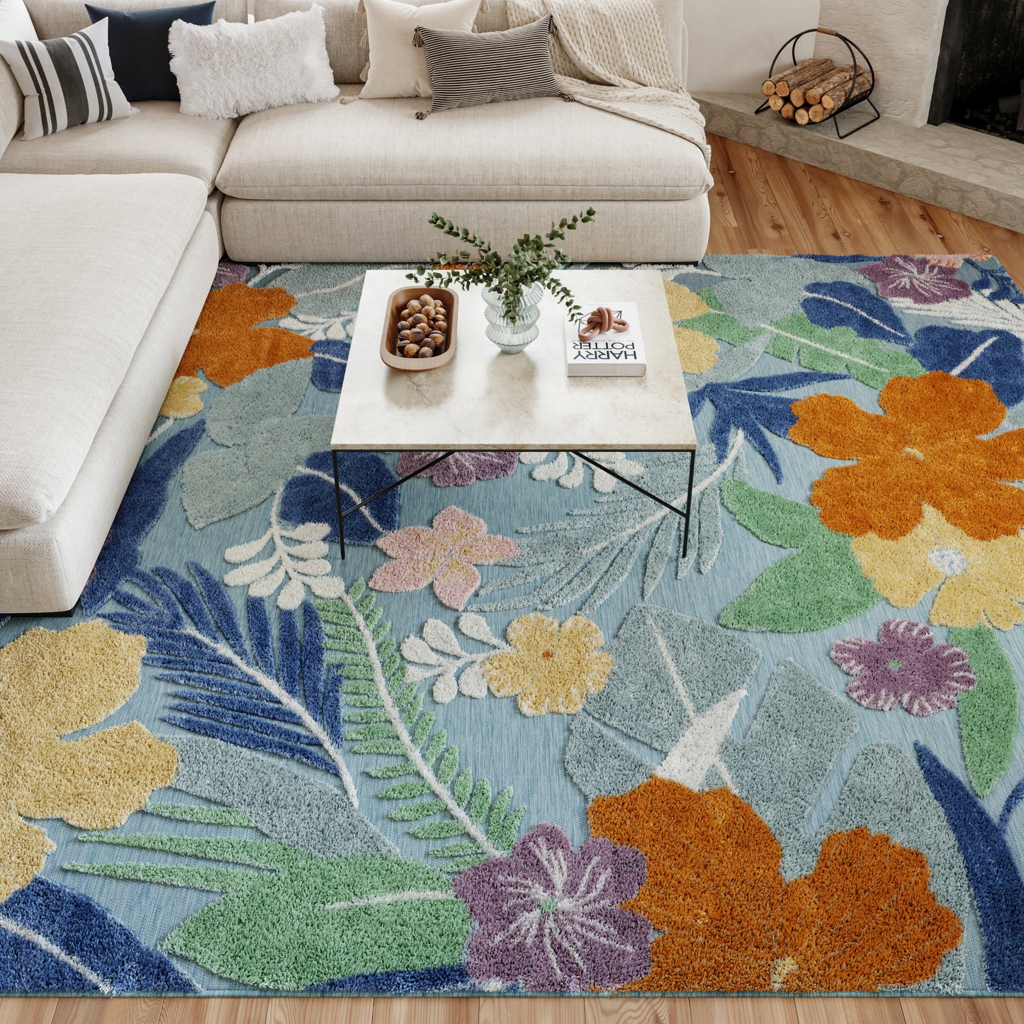 Nourison Home Suncoast  Blue Multicolor  Contemporary