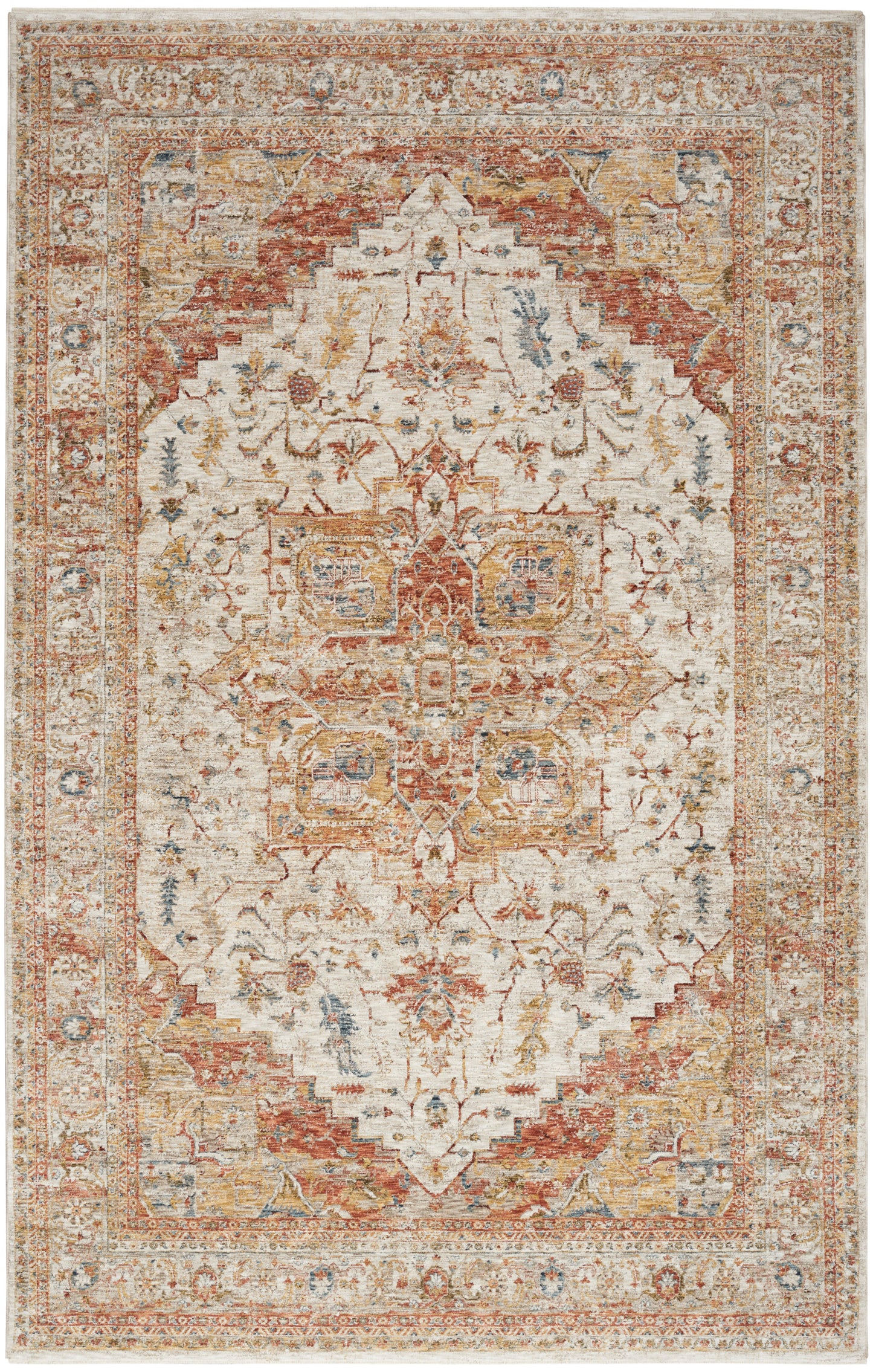 Nourison Home Sahar SHR06 Ivory Rust Traditional Power-loomed Rug