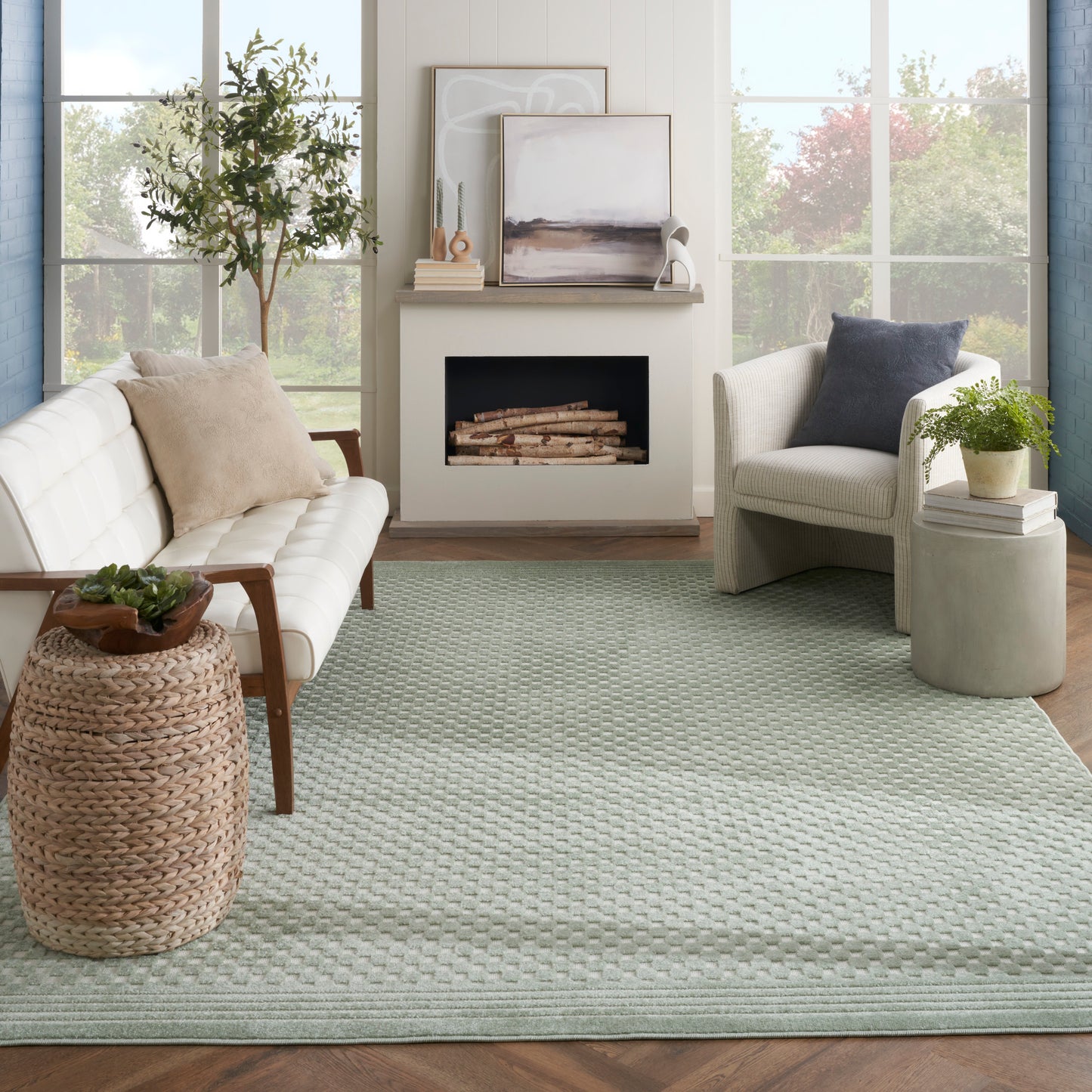 Nourison Home Care Free  Green  Contemporary