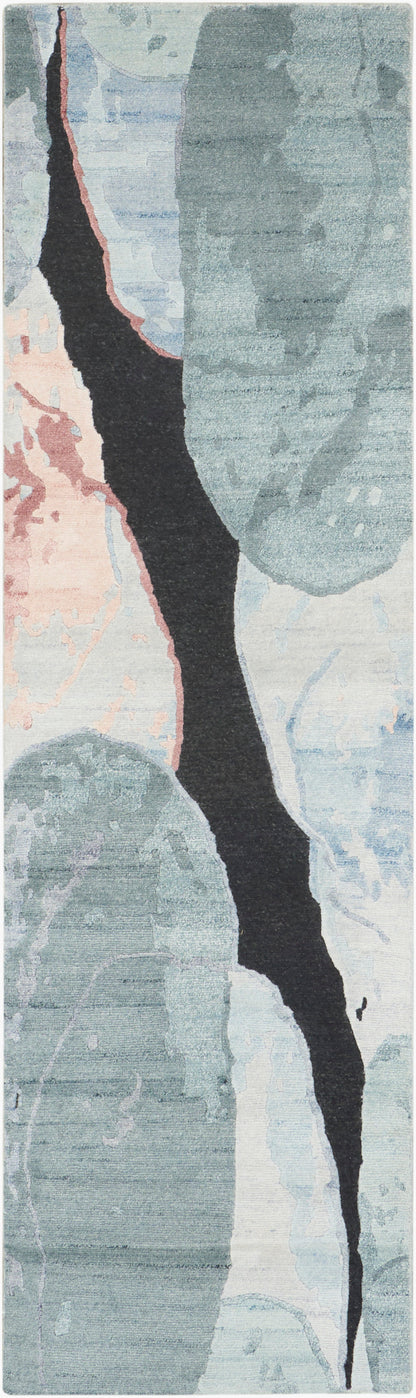Nourison Home Silk Shadows SHA25 Blue Pink Contemporary Hand Knotted Rug