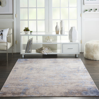 Nourison Home Silky Textures  Blue Ivory Grey  Contemporary