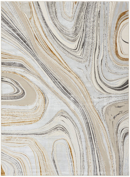 Nourison Home Glitz GLZ21 Grey Gold Contemporary Power-loomed Rug
