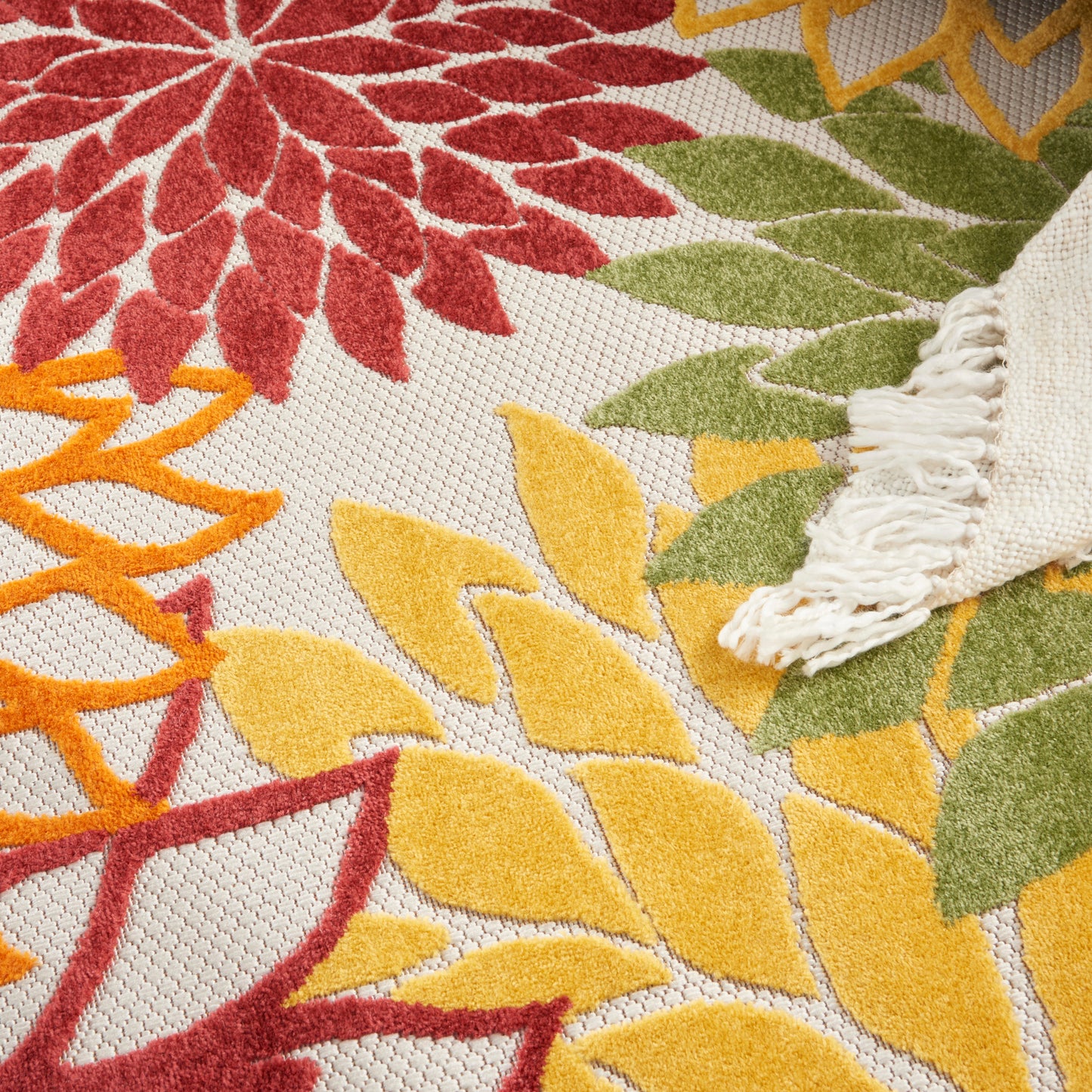 Nourison Home Aloha  Red Multicolor  Contemporary