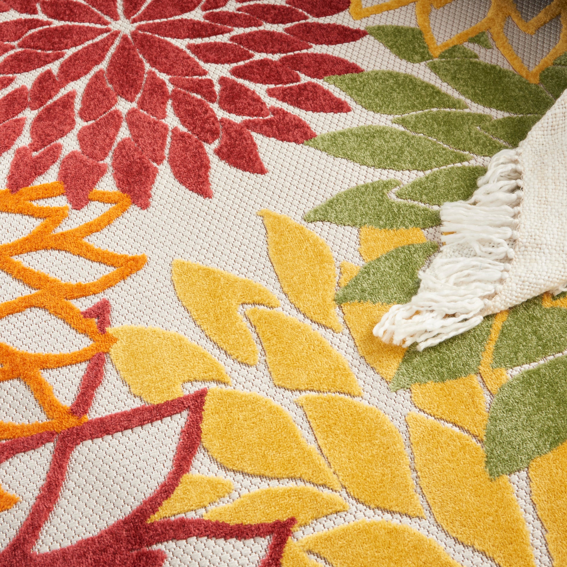 Nourison Home Aloha  Red Multicolor  Contemporary