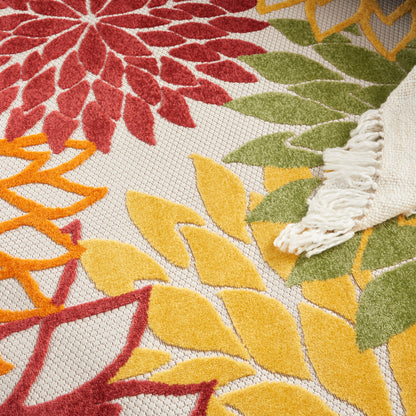 Nourison Home Aloha  Red Multicolor  Contemporary