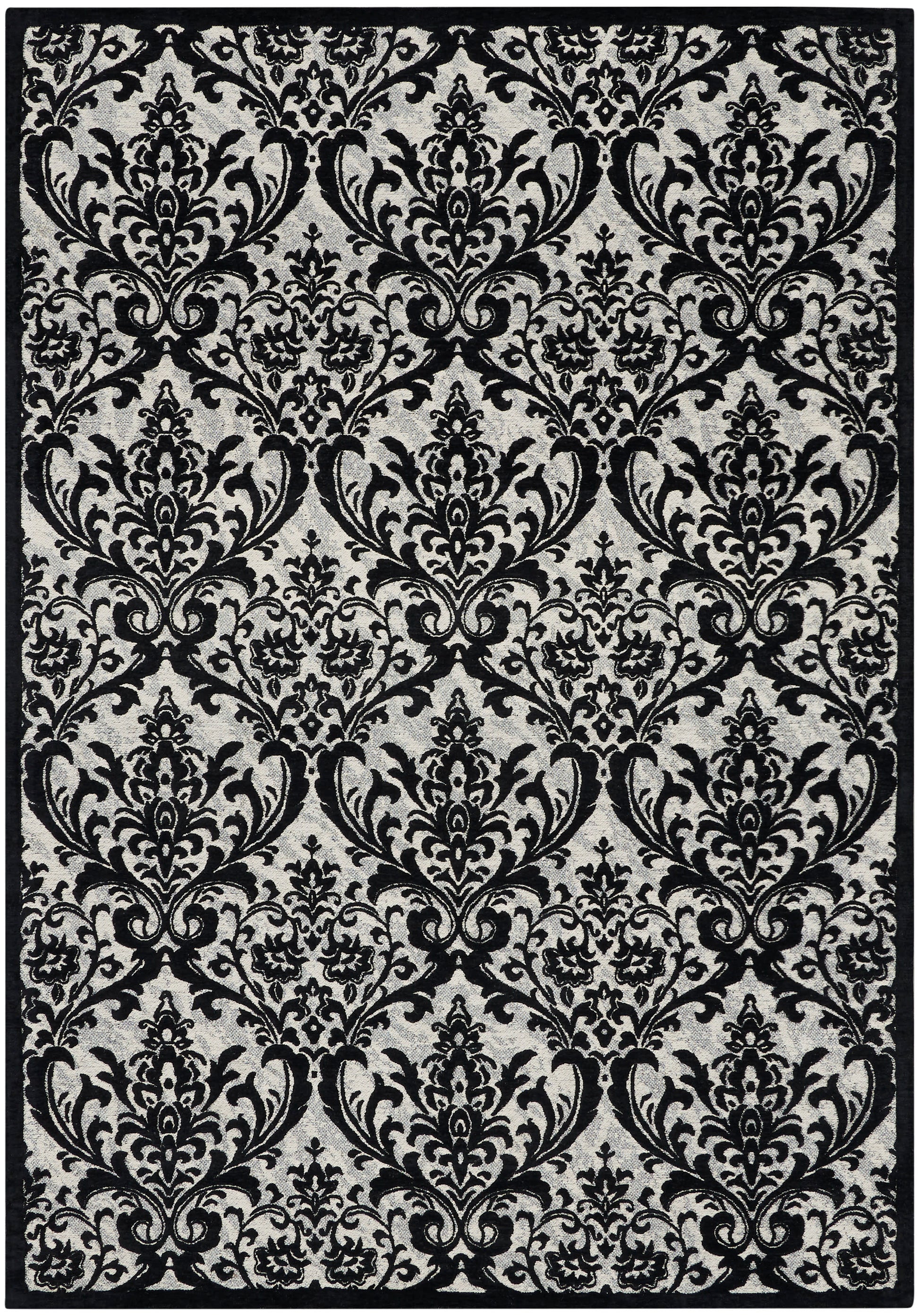 Nourison Home Damask  Black White  Traditional