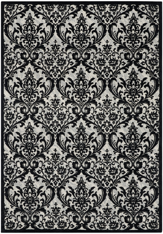 Nourison Home Damask  Black White  Traditional