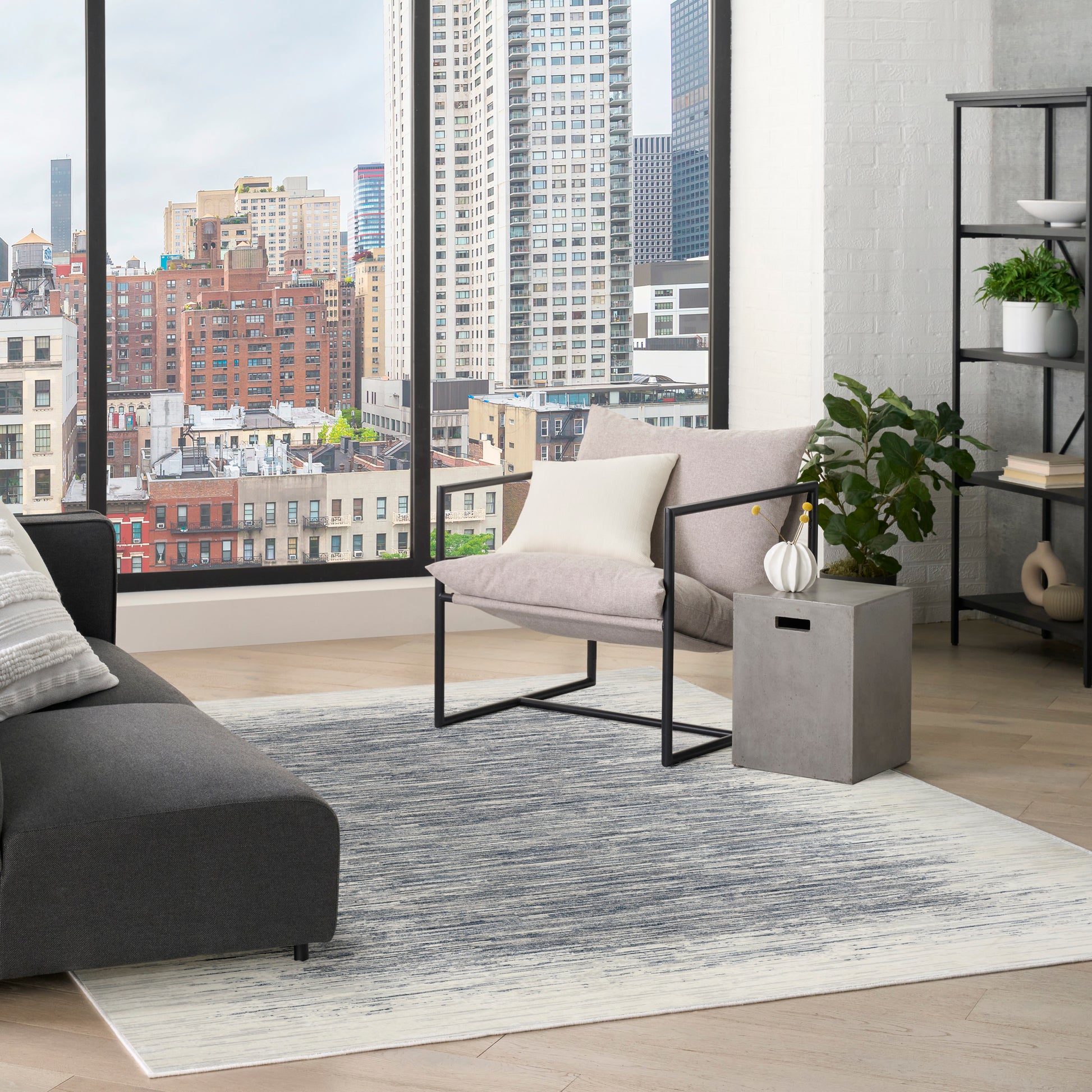 DKNY Grand Street  Ivory Blue  Contemporary