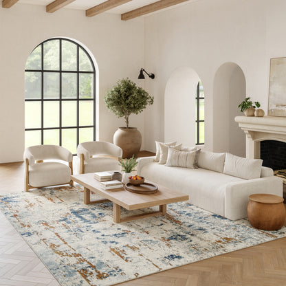 Nourison Home Quarry  Beige Blue Rust  Contemporary