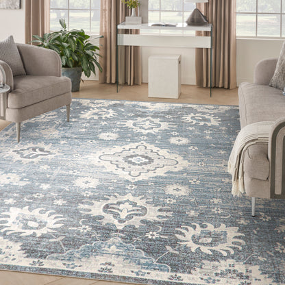 Nourison Home Astra Machine Washable  Denim  Traditional