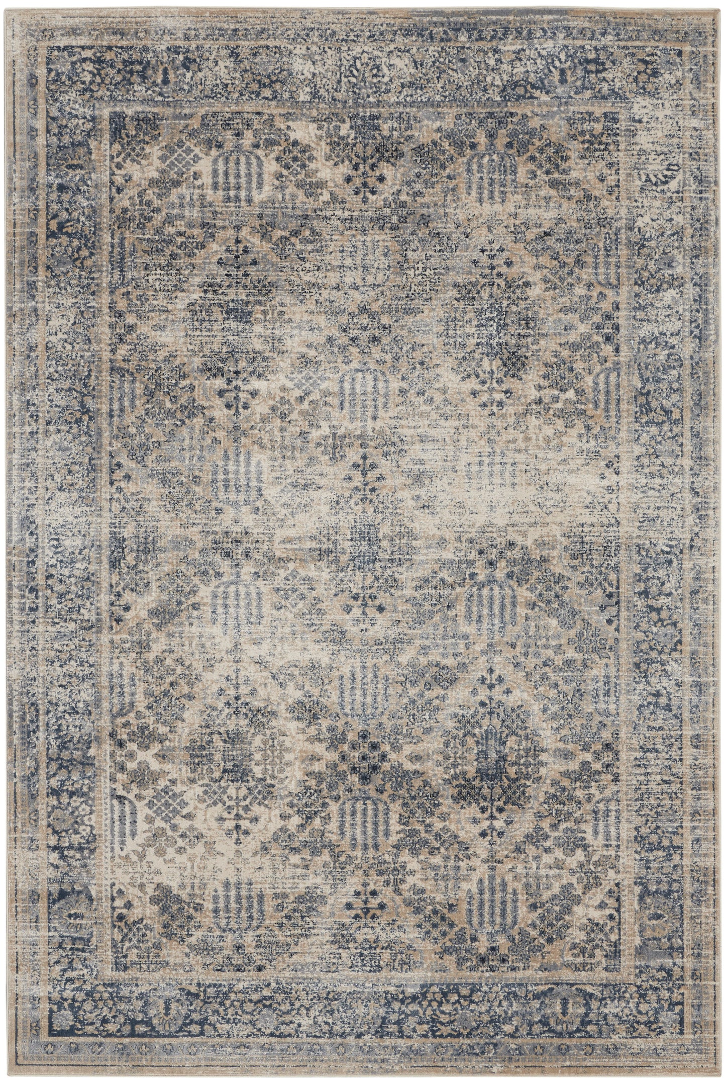 Nourison Home Malta MAI12 Ivory Blue Traditional Power-loomed Rug