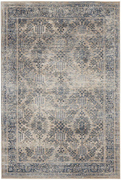 Nourison Home Malta MAI12 Ivory Blue Traditional Power-loomed Rug