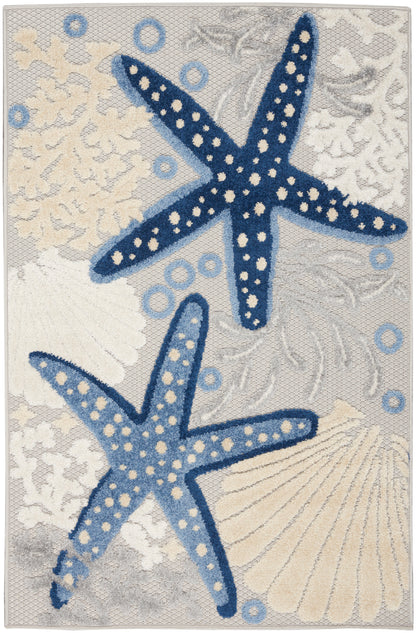 Nourison Home Aloha ALH24 Blue Grey Contemporary Power-loomed Rugs