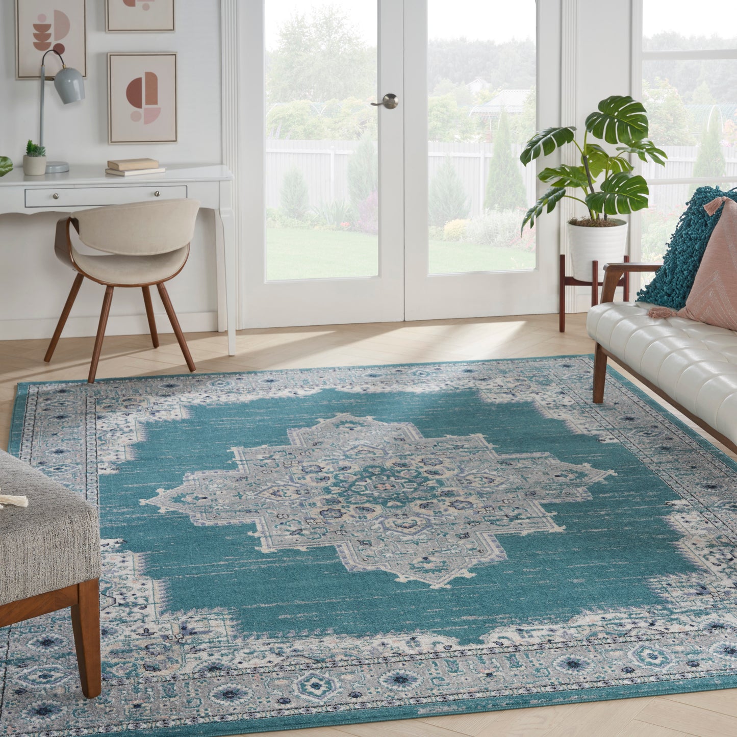 Nourison Home Passion  Turquoise Grey  Transitional