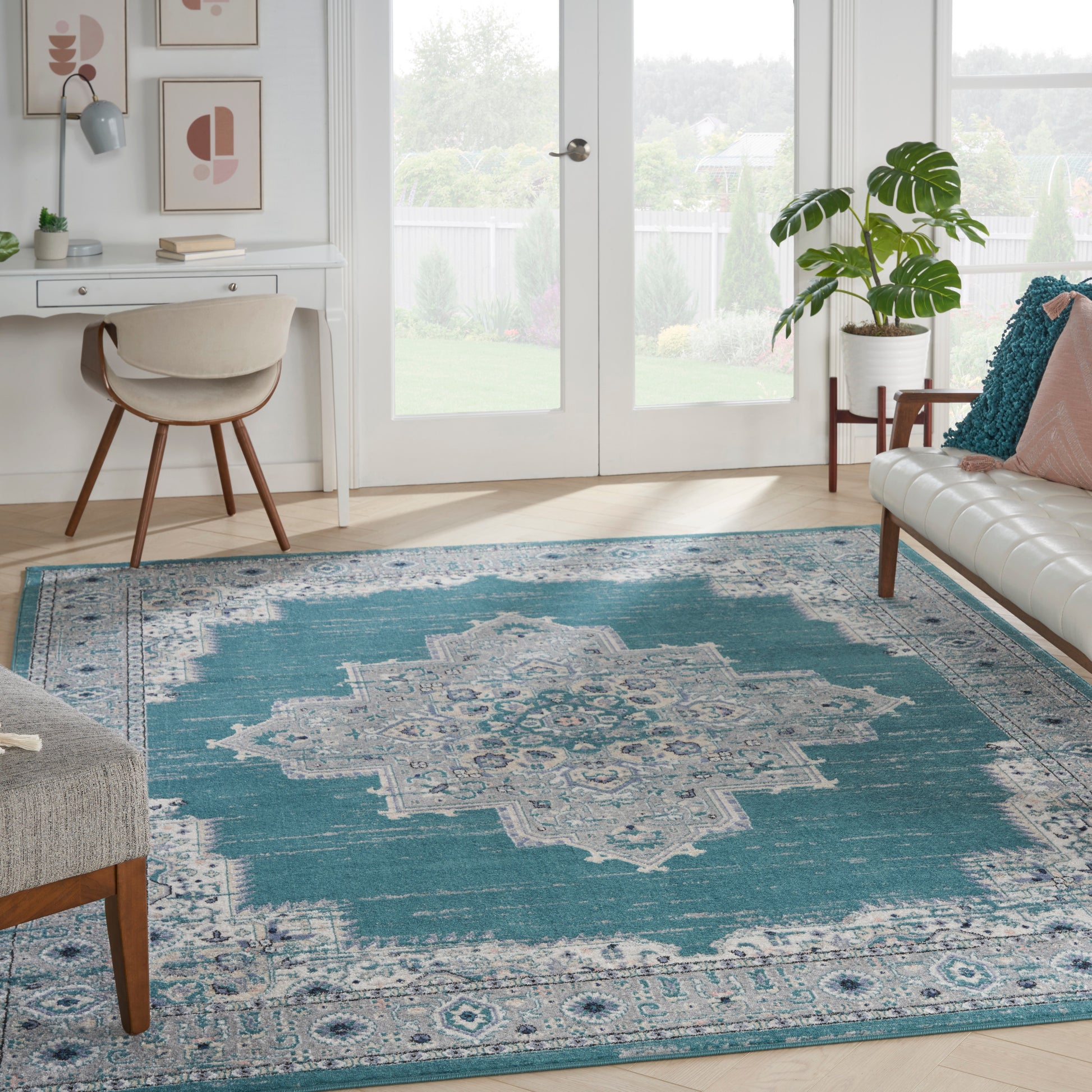 Nourison Home Passion  Turquoise Grey  Transitional