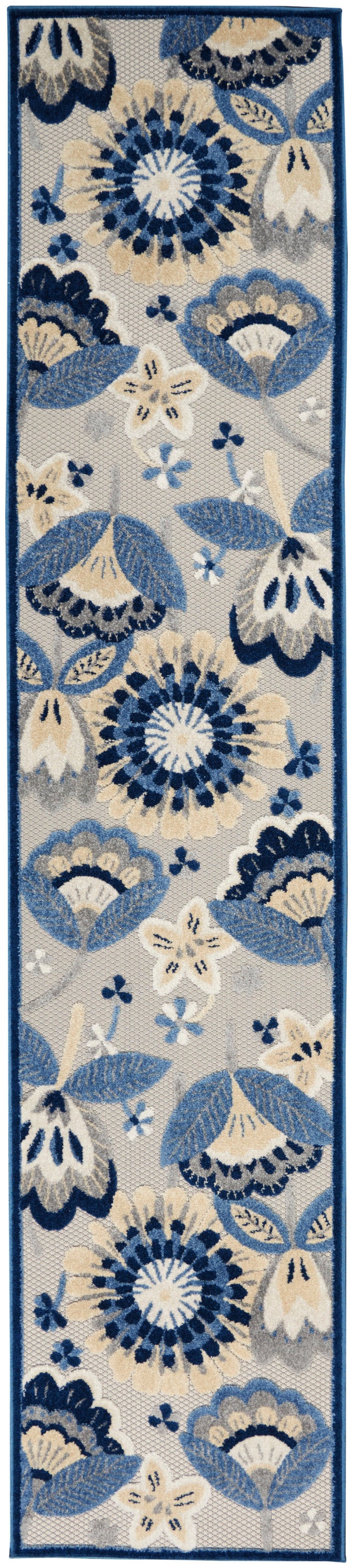 Nourison Home Aloha ALH25 Blue Grey Contemporary Power-loomed Rugs