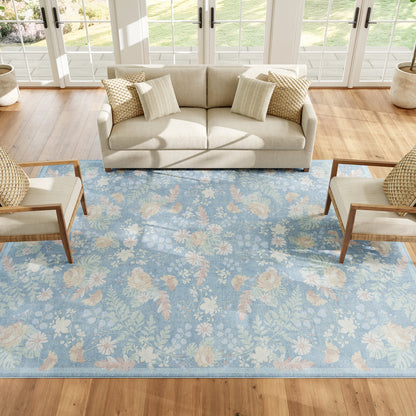 Nourison Home Botanical Washables  Blue Multicolor  Contemporary