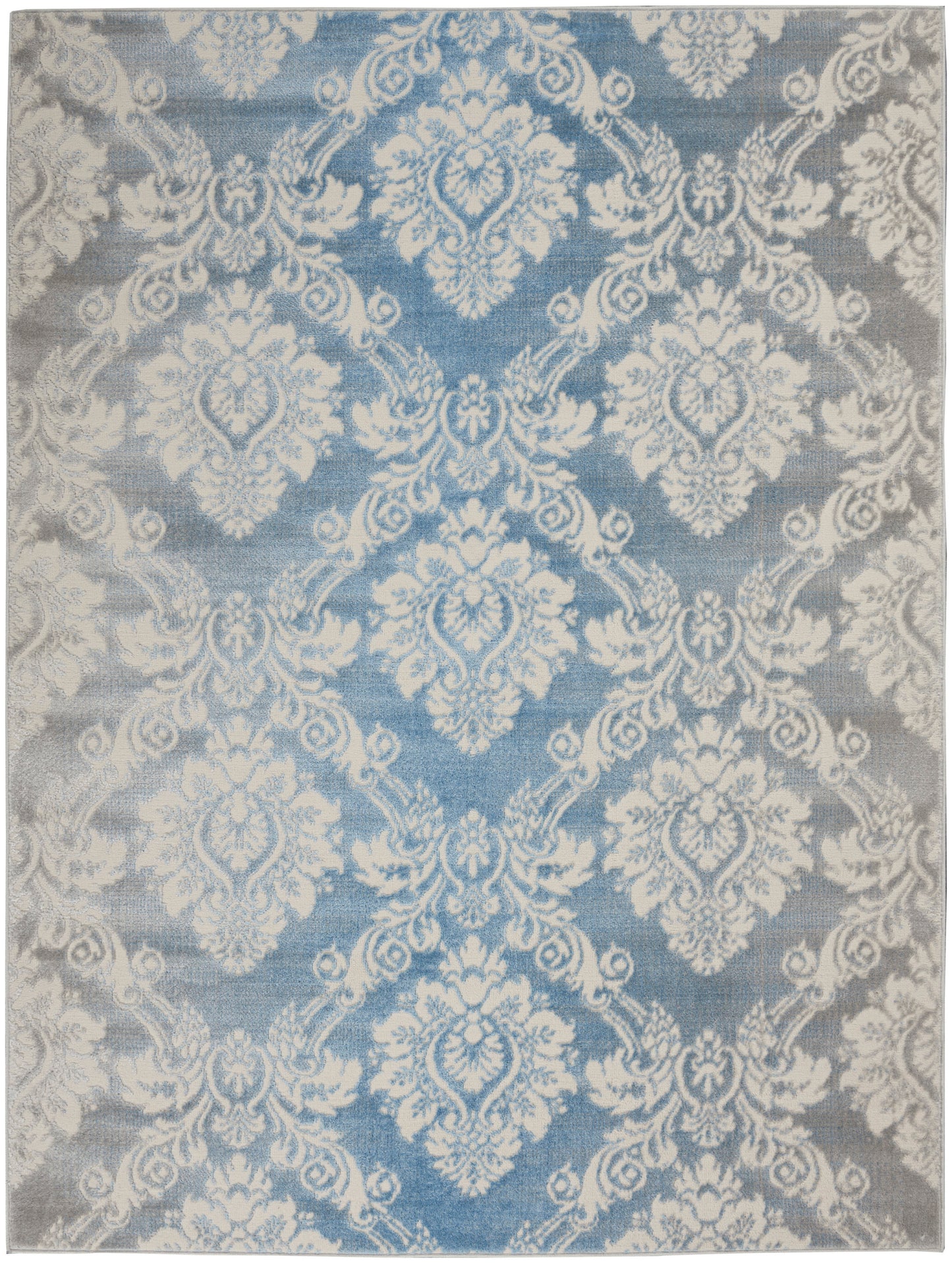 Nourison Home Elation ETN03 Ivory Blue Traditional Power-loomed Rug