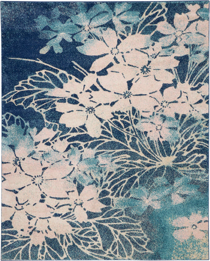 Nourison Home Tranquil  Navy Pink  Contemporary