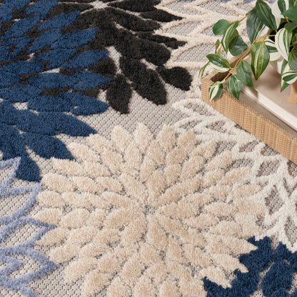 Nourison Home Aloha  Blue Multicolor  Contemporary