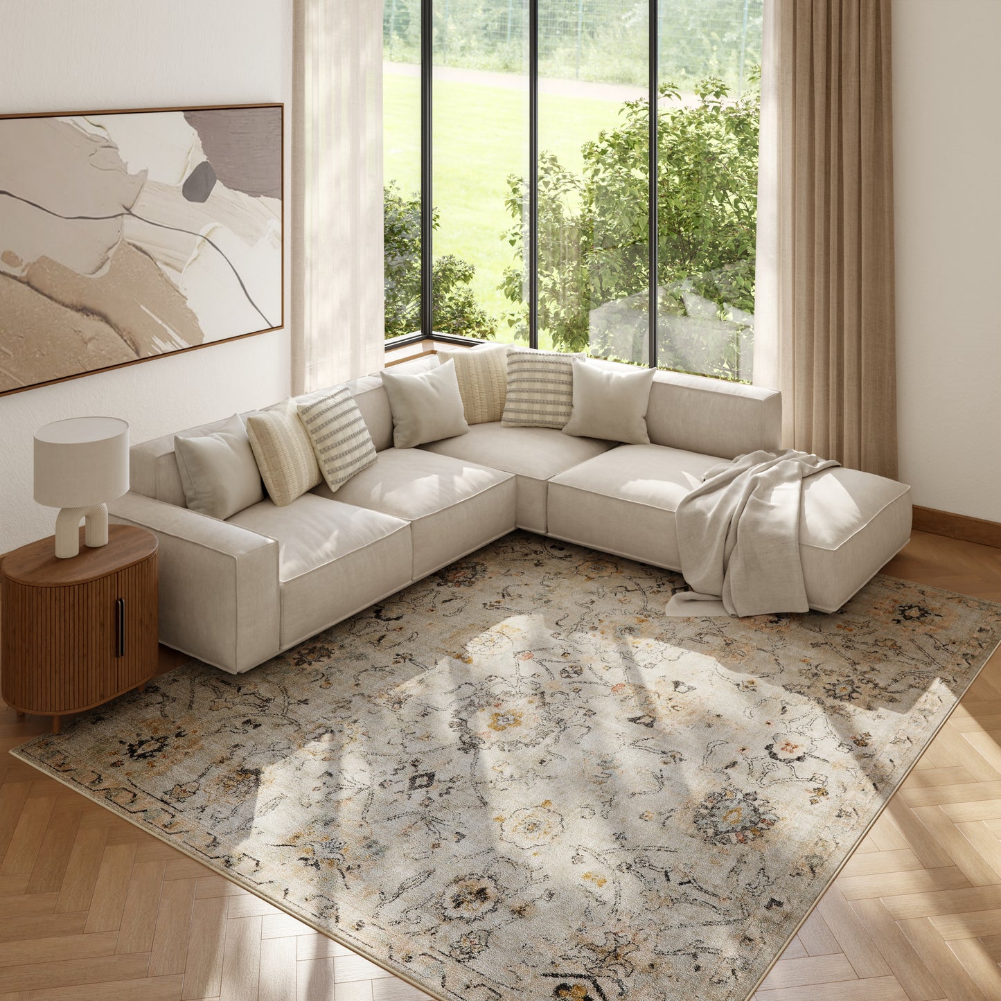 Nourison Home Oushak Home  Grey  Traditional